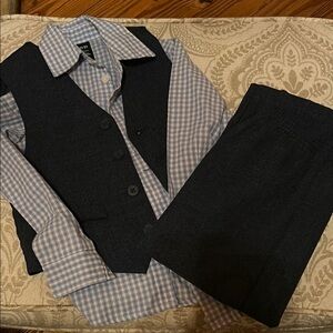 Boys Navy and Light Blue Checkered Suit Set